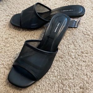Topshop Mesh and Acrylic Kitten Heels, size 9.5
